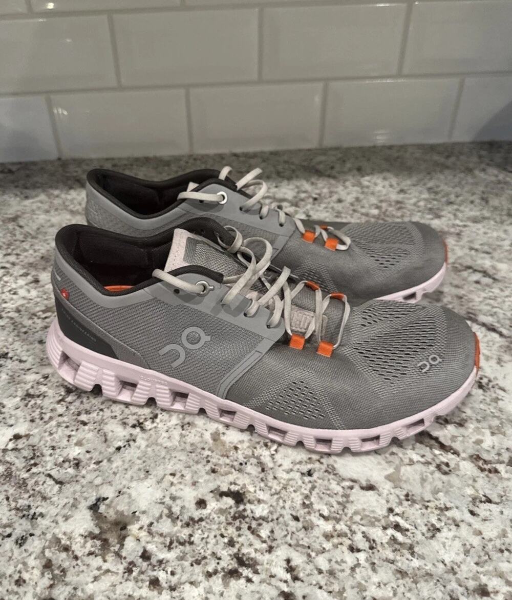 On Running Cloud X Women’s Alloy Gray Orange Running Shoes Size - 10.5